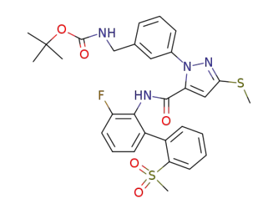 1-[3-(t-butoxycarbonylaminomethyl)phenyl]-5-[(3-fluoro-2'-methylsulfonyl-[1,1']-biphen-4-yl)aminocarbonyl]-3-(methylthio)pyrazole